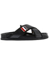 Vitello Calf Enamel Criss Cross Loafer Sandals Black - THOM BROWNE - BALAAN 1