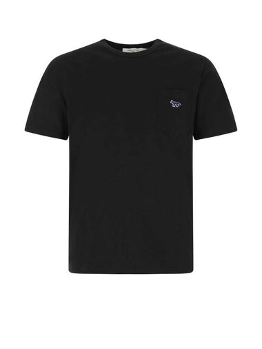 Navy Fox Patch Classic Pocket Cotton Short Sleeve T-Shirt Black - MAISON KITSUNE - BALAAN 1