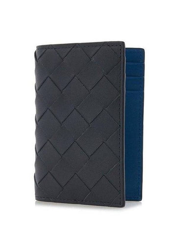 Intrecciato Flap Half Wallet Blue Charcoal - BOTTEGA VENETA - BALAAN 1