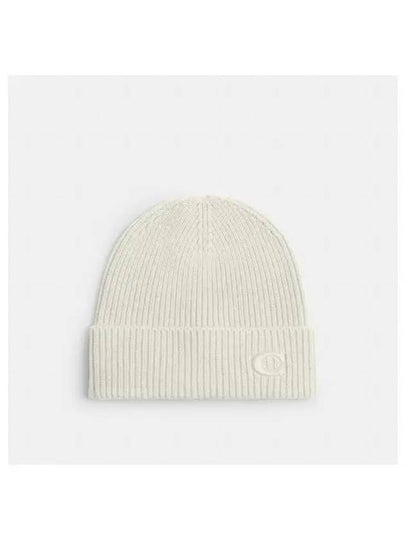 Logo Knit Beanie Chalk - COACH - BALAAN 2