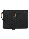 Matelasse Monogram Logo Strap Clutch Bag Black - SAINT LAURENT - BALAAN 2