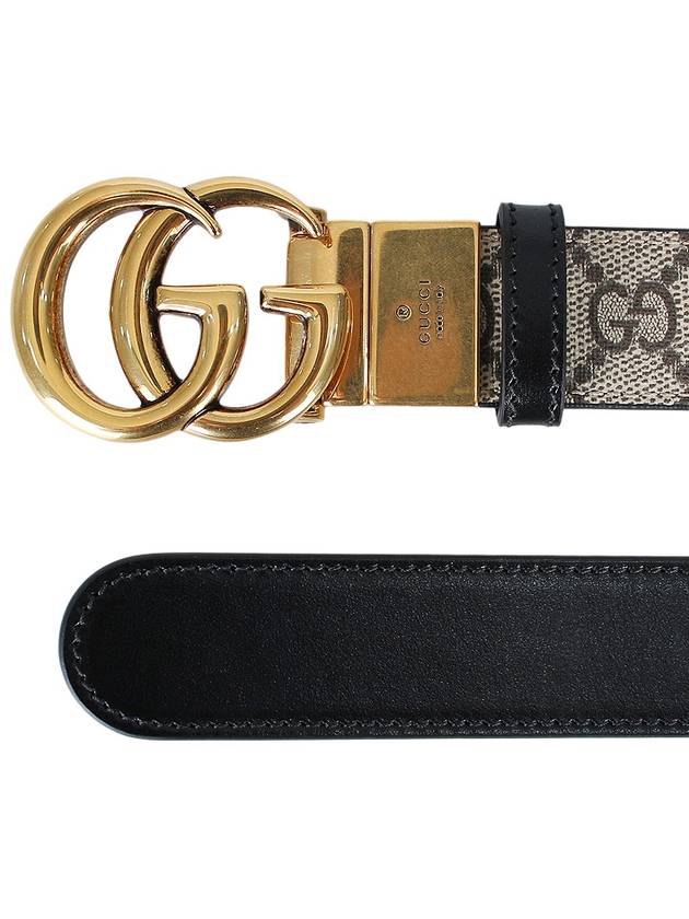 GG Marmont Supreme Canvas Leather Reversible Belt Beige Black - GUCCI - BALAAN 4