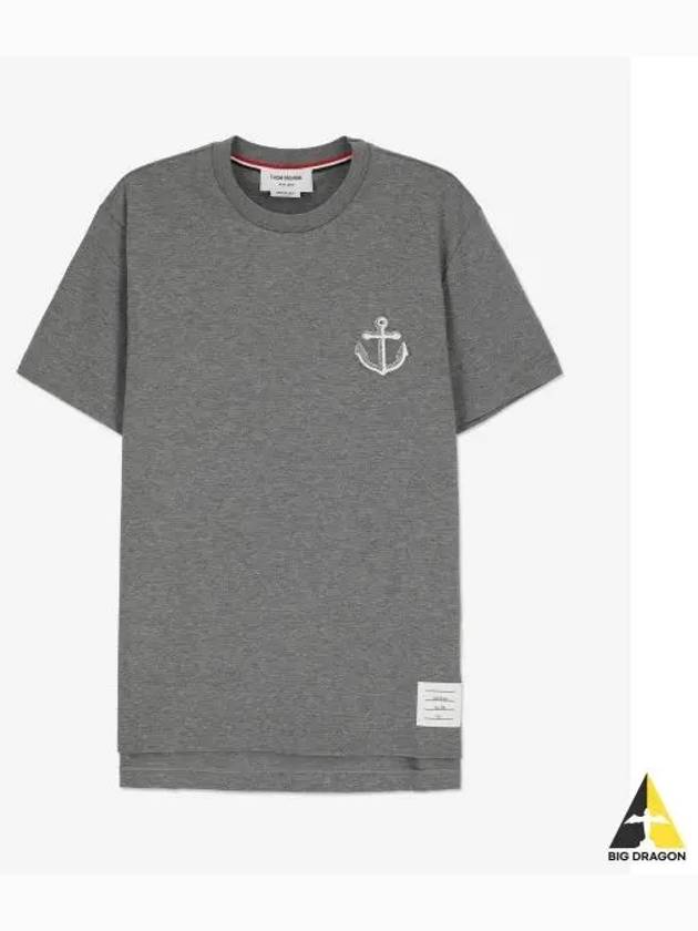 Midweight Jersey Anchor Short Sleeve T-Shirt Light Grey - THOM BROWNE - BALAAN 2