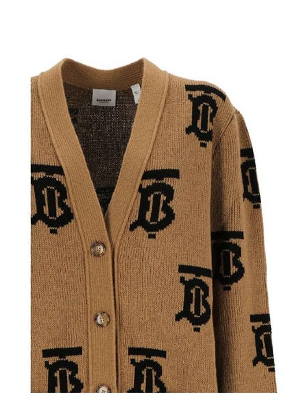 Monogram Motif Jacquard Wool Cardigan Camel - BURBERRY - BALAAN.