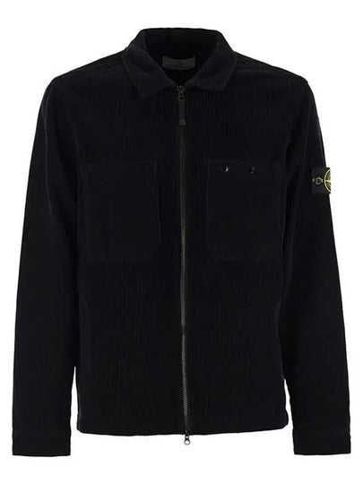 Organic Cotton Corduroy Zip-Up Jacket Navy - STONE ISLAND - BALAAN 2