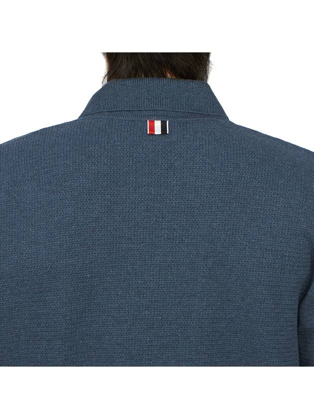 Textured Striped Cotton Bomber Jacket Blue - THOM BROWNE - BALAAN 8