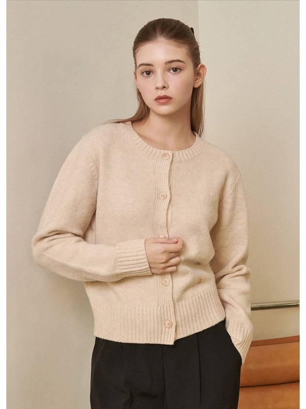 women's anemone wool basic cardigan light beige - MICANE - BALAAN 2