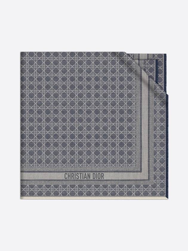 Cannage Denim Wool Silk Cashmere Scarf Grey - DIOR - BALAAN 2