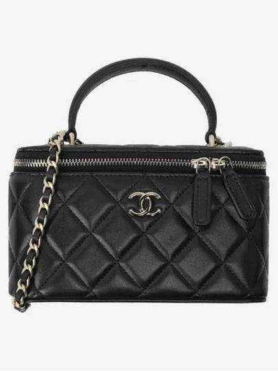 Department Store Full Set Packaging Classic Vanity Top Handle Rectangular Lambskin Black Gold Plated AP2199 - CHANEL - BALAAN 2