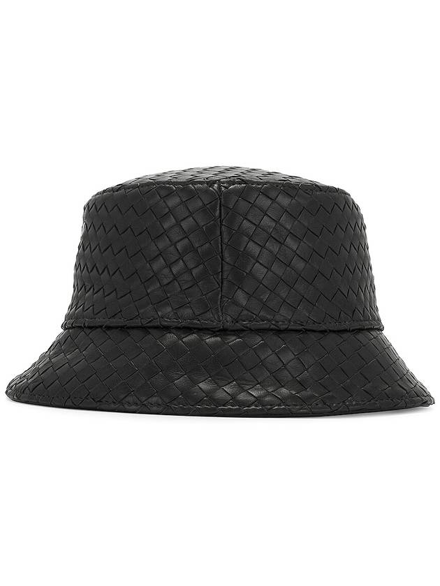 Intrecciato Leather Bucket Hat Black - BOTTEGA VENETA - BALAAN 2