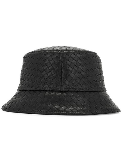 Intrecciato Leather Bucket Hat Black - BOTTEGA VENETA - BALAAN 2