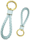 Intrecciato Lambskin Key Holder Light Blue - BOTTEGA VENETA - BALAAN 2