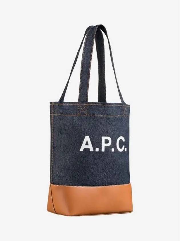 Logo Denim Axel Small Tote Bag Brown - A.P.C. - BALAAN 3