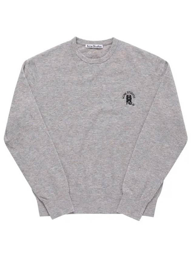 B60293 LIGHT GRAY BROWN MELANGE logo embroidery men s knit - ACNE STUDIOS - BALAAN 2