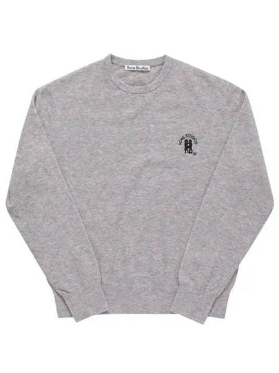 B60293 LIGHT GRAY BROWN MELANGE logo embroidery men s knit - ACNE STUDIOS - BALAAN 2