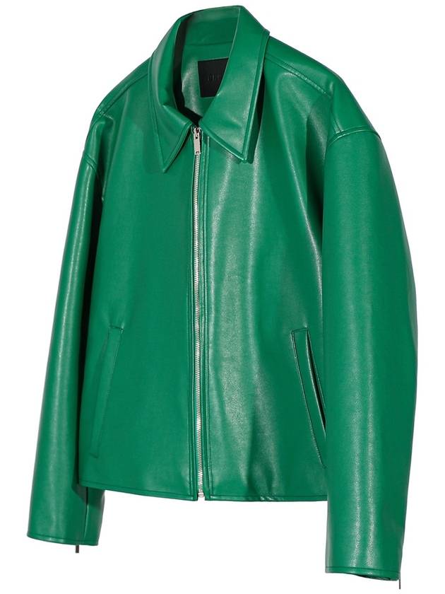 Single Leather Jacket Green - C WEAR BY THE GENIUS - BALAAN 2