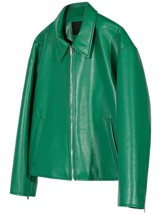 Single Leather Suede Jacket Green - C WEAR BY THE GENIUS - BALAAN 2