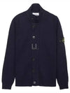 Men's Patch High Neck Lambswool Knit Cardigan Navy - STONE ISLAND - BALAAN 2