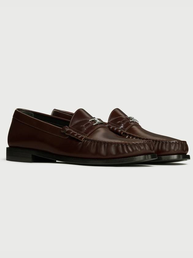 Luco Triomphe Polished Bull Loafers Dark Brown - CELINE - BALAAN 4