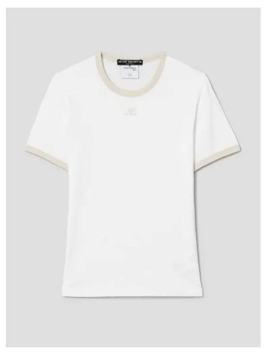 Women s contrast t shirt white beige domestic product - COURREGES - BALAAN 1