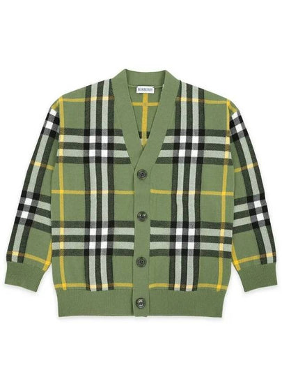 Kids Check Cardigan Khaki - BURBERRY - BALAAN 2