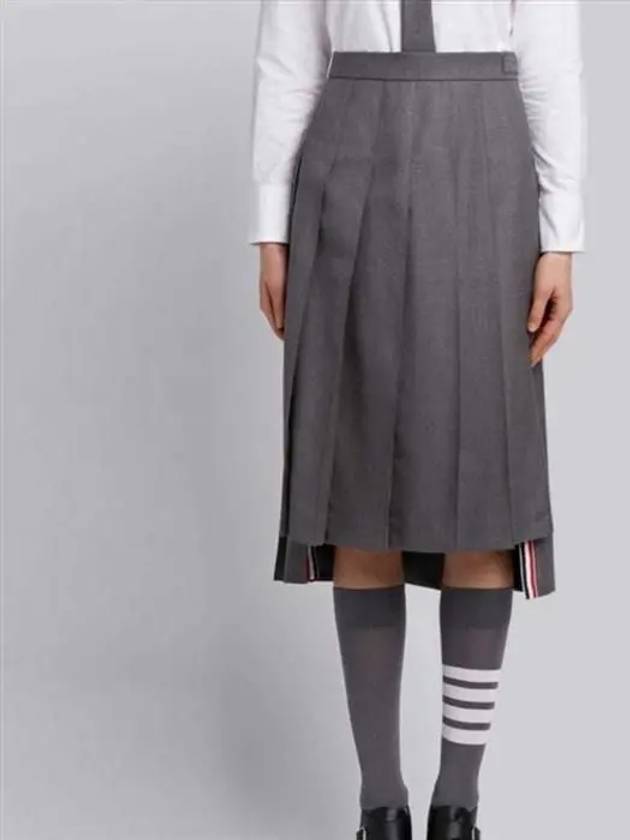 Super 120S Twill Below Knee Pleated Skirt Medium Grey - THOM BROWNE - BALAAN 2