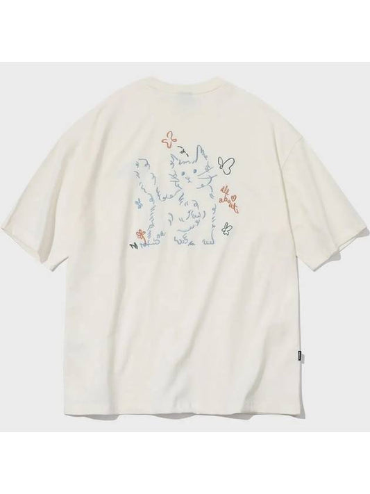 About Love Cat Embroidered Short Sleeve T Shirt Cream - CPGN STUDIO - BALAAN 2