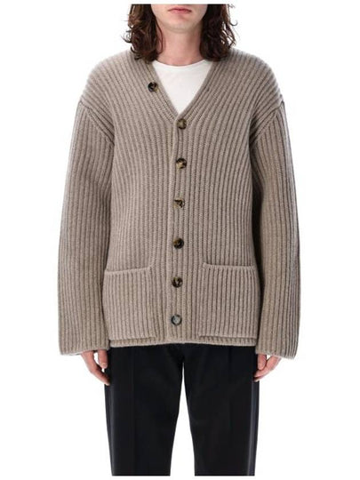 V-Neck Ribbed Cardigan Beige - BOTTEGA VENETA - BALAAN 2