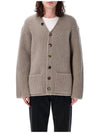 V-Neck Ribbed Cardigan Beige - BOTTEGA VENETA - BALAAN 1