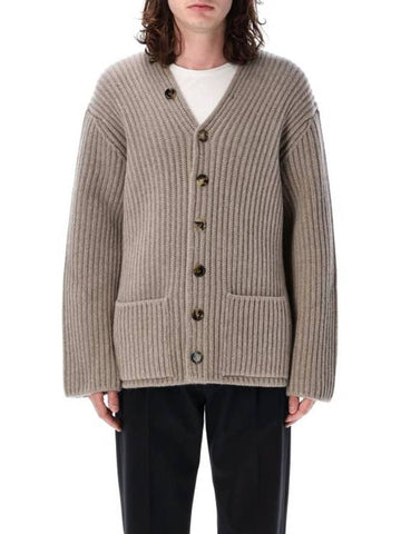 V-Neck Ribbed Cardigan Beige - BOTTEGA VENETA - BALAAN 1