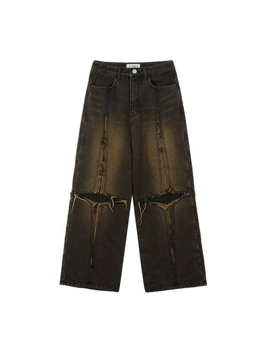 Runway Cross Raw Edge Jeans Black - ULKIN - BALAAN 1