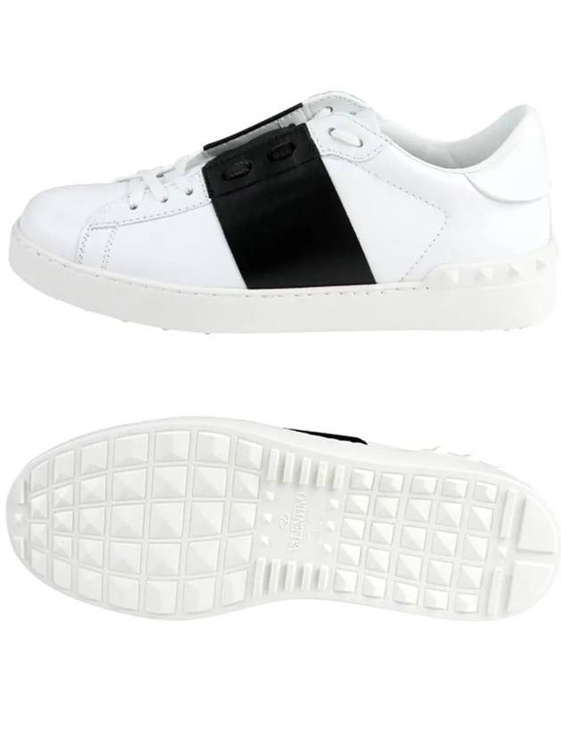 Men's Hidden Open Band Low Top Sneakers White Black - VALENTINO - BALAAN 7