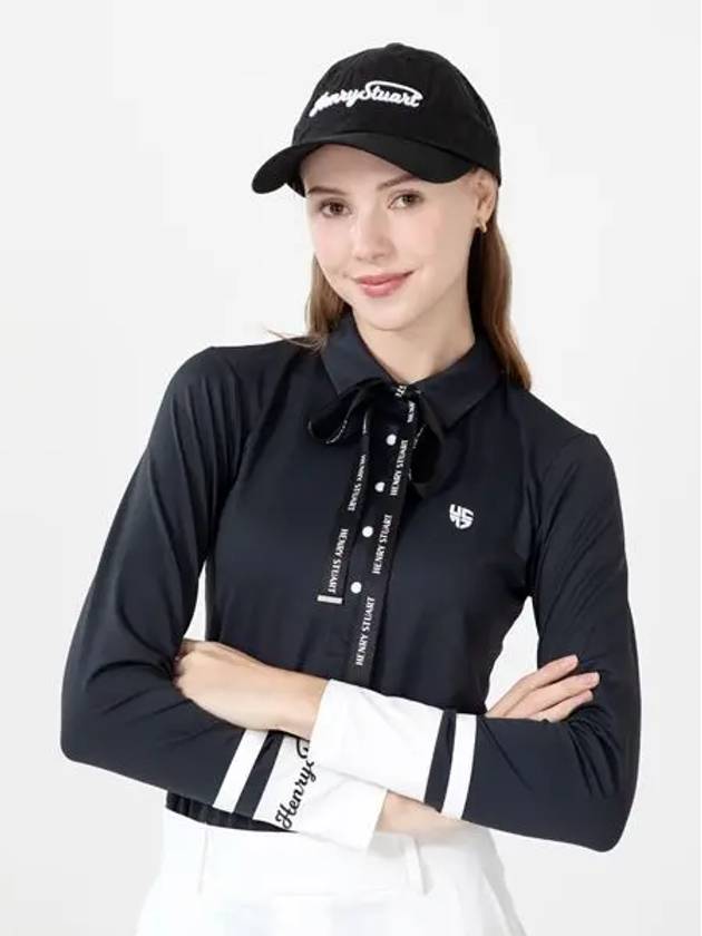 Golf women s ribbon collar t shirt black - HENRY STUART - BALAAN 2