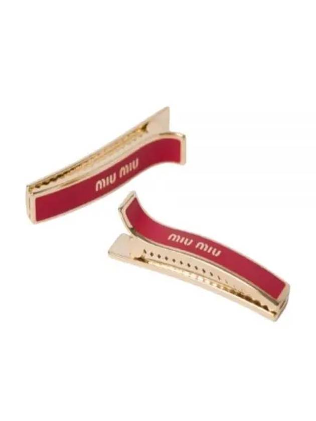 Engraved Logo Hair Pin Set Red - MIU MIU - BALAAN 2