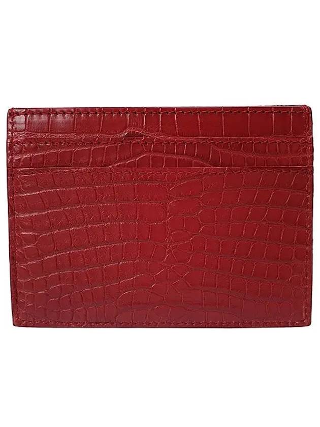 Monogram Crocodile Card Wallet Red - SAINT LAURENT - BALAAN 4