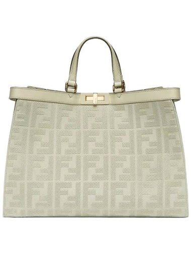 Logo Pattern Medium Canvas Tote Bag Green - FENDI - BALAAN 1