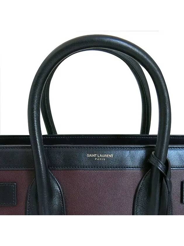 YSL Yip 355153 B0021 313 Black leather burgundy blend MINI SAC JOUR de tote bag shoulder strap - SAINT LAURENT - BALAAN 4