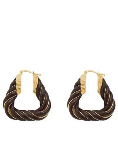 Twisted Triangle Hoop Earrings Brown - BOTTEGA VENETA - BALAAN 2