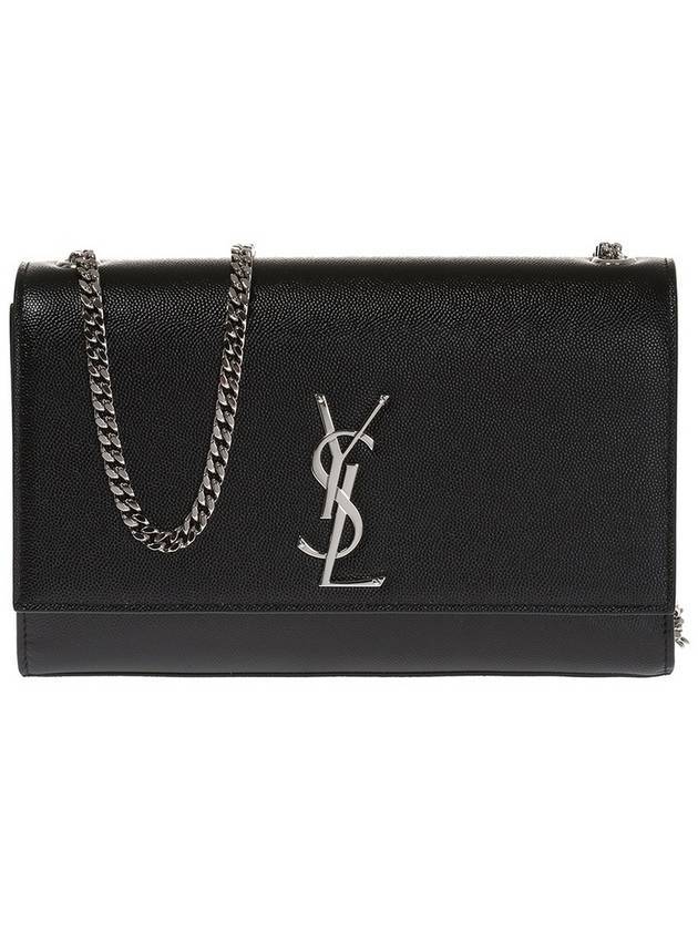 Silver Classic Kate Medium Chain Shoulder Bag Black - SAINT LAURENT - BALAAN 1