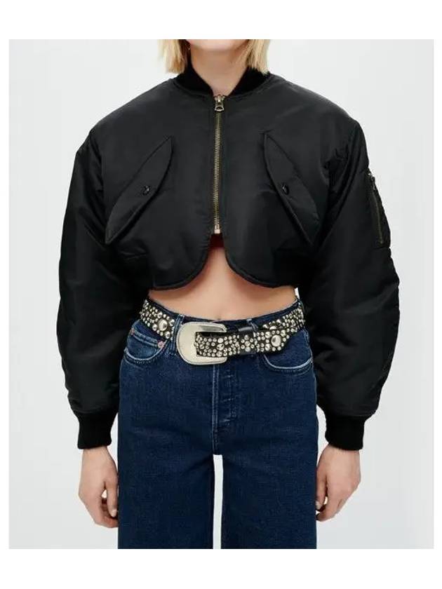 REDONE Women s Cropped Bomber Jacket Black - RE/DONE - BALAAN 1