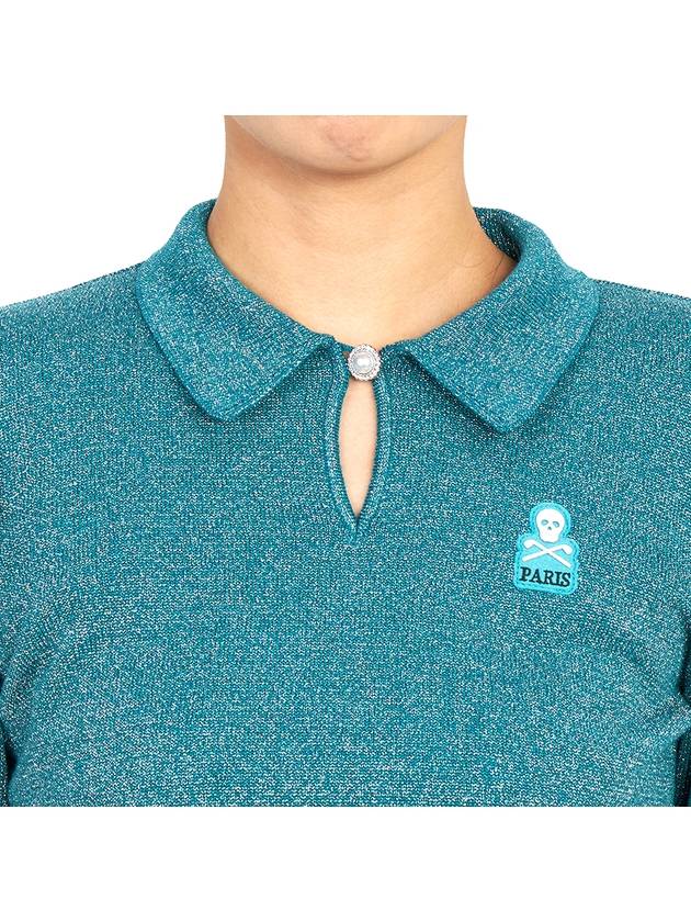 Eccrine puff sleeve knit polo emerald - MARK & LONA - BALAAN 7