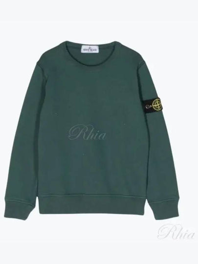 Kids Organic Cotton Fleece Sweatshirt Green - STONE ISLAND - BALAAN 2