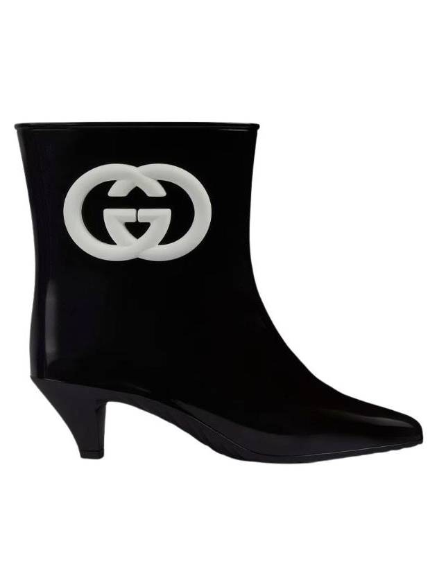 Interlocking G Shiny Rubber Ankle Middle Boots Black - GUCCI - BALAAN 1