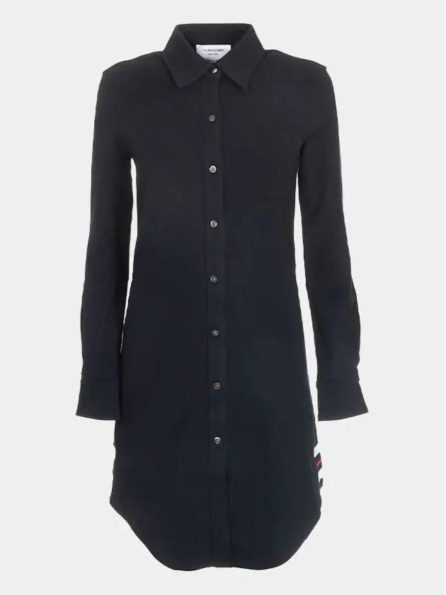 Women's Three Stripe Tab Pocket Shirt Dress Navy - THOM BROWNE - BALAAN 2