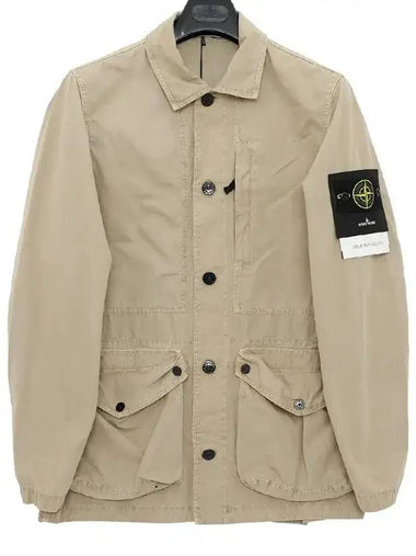 Wappen Patch Old Effect Cotton Zip-up Jacket Beige - STONE ISLAND - BALAAN 1