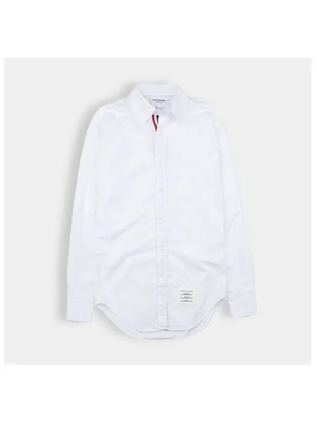 Men's Grosgrain Placket Solid Poplin Long Sleeve Shirt White - THOM BROWNE - BALAAN 2