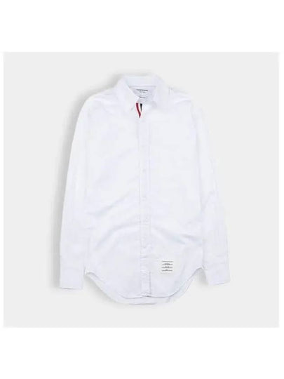 Men's Grosgrain Placket Solid Poplin Long Sleeve Shirt White - THOM BROWNE - BALAAN 2