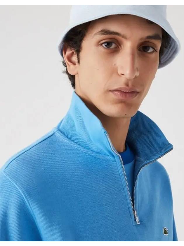 Men s Half Zip Up Cotton Sweatshirt Blue SH1927 4XA - LACOSTE - BALAAN 3