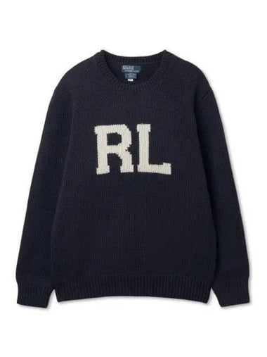 Intarsia knit RL wool sweater blue - POLO RALPH LAUREN - BALAAN 1