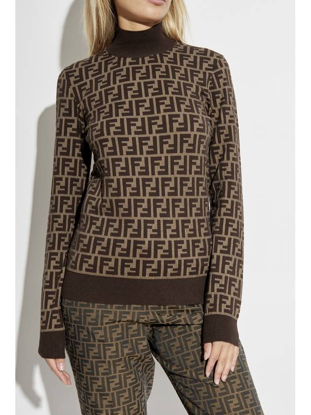 FF Cotton Turtleneck Brown - FENDI - BALAAN 3